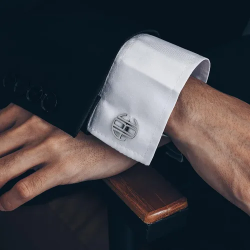 Vista 3 de Bandmax Gemelos clásicos de acero inoxidable para hombre, 26 gemelos con iniciales del alfabeto, gemelos personalizados con monograma para hombres
