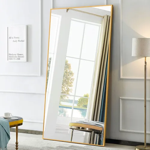 Vista 7 de NeuType Espejo grande de longitud completa de 69 x 32 pulgadas, espejo rectangular para colgar o apoyar contra la pared, dorado