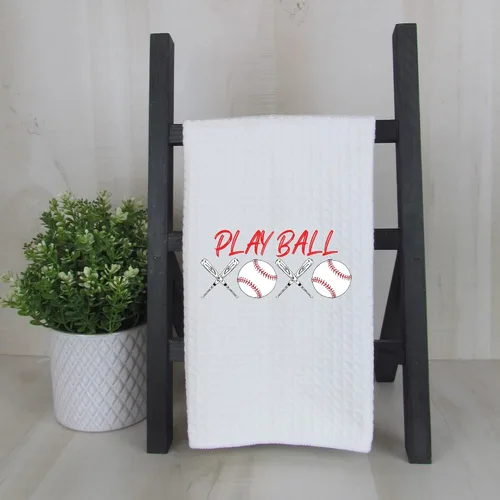 Vista 2 de Sports Kitchen Hand Towel, Cute Baseball Kitchen Towels, Funny Dish Towel, Custom Tea Towels, Base Ball Kitchen Towel, Play Ball