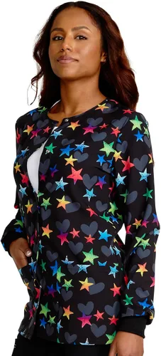 Vista 4 de Cherokee Impresiones Mujeres Calentamiento Scrubs Chaqueta Snap Front CK321