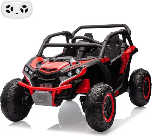 Vista 10 de Coche de paseo de 24 V para niños, juguete eléctrico todoterreno UTV de 2 Negro