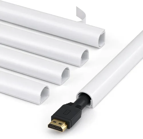 Vista 10 de ZhiYo Ocultador de cable de 34 pulgadas para 2-4 cables de TV de pared, 1.4 Blanco