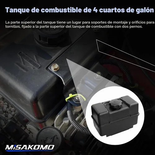 Vista 6 de 691993 Tanque de combustible – Tanque de gas de plástico de 4 cuartos con válvula de cierre y tapa – Tanque de combustible compatible con motores