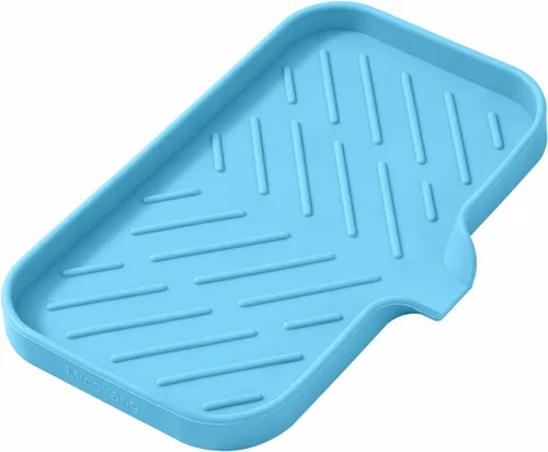 Vista 23 de MicoYang Jaboneras de Baño de Silicona con Boquilla de Drenaje - Organizador de Fregadero de Baño y Cocina, Soporte para Esponja, Bandeja de Jabón