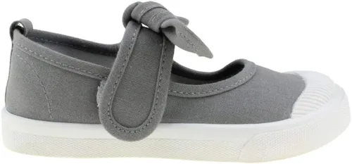 Vista 4 de Maxu - Zapatos planos de lona para niña, con lazo, color gris, talla 6.5, Gris