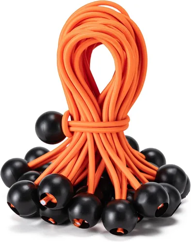 Vista 20 de Paquete de 30 cuerdas elásticas con bola, cuerdas elásticas resistentes de 4 pulgadas, lona de toldo con bolas elásticas para amarre de dosel