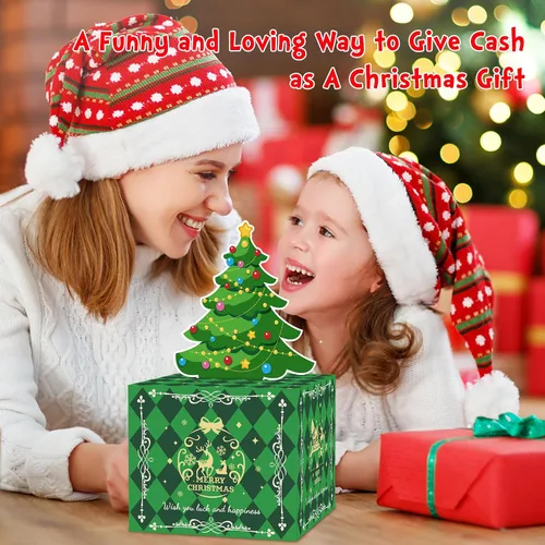Vista 4 de Caja de Dinero de Navidad para Tirar Regalo en Efectivo, Soporte Sorpresa de Dinero en Efectivo para Niños y Adultos, Caja de Dinero Navideña