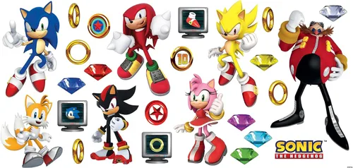 Vista 8 de Sonic the Hedgehog - Calcomanías de pared para despegar y pegar con personajes (paquete de 4)