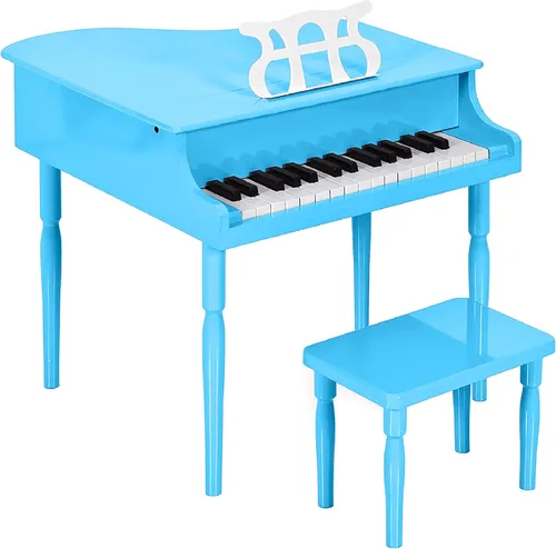 Vista 10 de Grand piano de madera con 30 teclas, juguete para niños color negro con asiento.