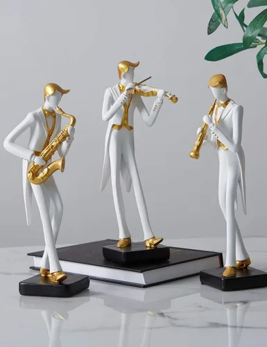 Vista 8 de HAUCOZE - Estatua de saxofón para decoración musical, estatua de músico, 10 pulgadas Modern Arts, Home Gift for Studio Living Room Office, for