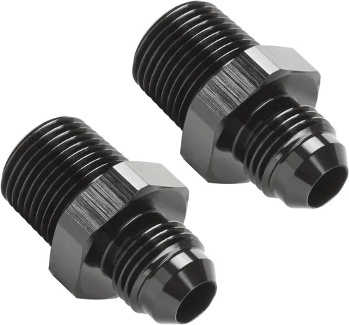 Vista 51 de 3AN macho Flare a 1/4 NPT tubo macho 90 grados codo adaptador unión aluminio negro