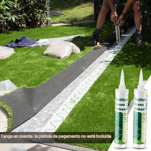 Vista 4 de Threlaco 2 Tubos de Pegamento para Césped Artificial 10 oz, Cinta de Césped Artificial, Pegamento Concentrado para Pintura de Césped, Adhesivo