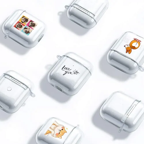 Vista 7 de AKABEILA Funda para Airpods para mujeres y hombres, compatible con Apple Airpods 2, bonita funda de diseño transparente para Airpods, diseño