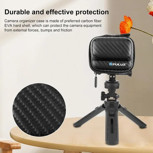 Vista 3 de Mini estuche de transporte para Insta360 GO 3 / GO 3S, funda portátil de fibra de carbono EVA, funda protectora rígida de viaje, funda de transporte