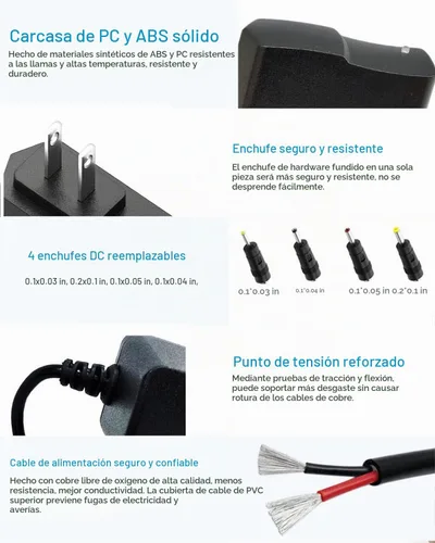 Vista 2 de Fuente de alimentación 5V 1A Adaptador de enchufe de pared de 5 W AC/DC AC 100V-240V a DC 5 voltios 1Amp 0.5A Reemplazo DC 5volt Cable