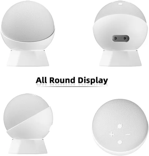 Vista 4 de Silicone Desktop Holder for Alexa for Echo Dot 5th & 4th Generation, Speaker Mount Base for Echo Dot 5/4, Black or White(White)