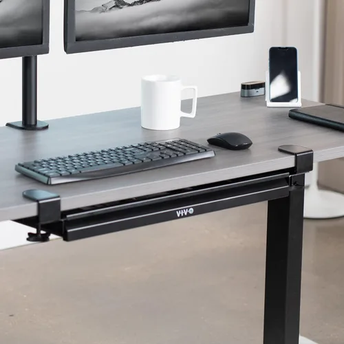 Vista 9 de VIVO DESK-DR22L - Cajón deslizante extraíble para debajo de la mesa de 22 pulgadas para escritorio de oficina, organizador de almacenamiento poco