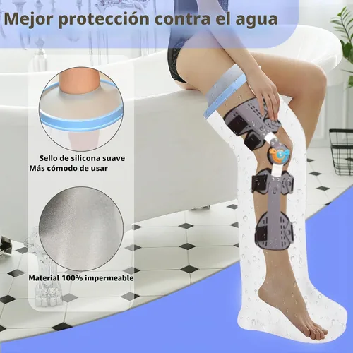 Vista 6 de Protector de pierna para adultos para ducha, vendaje de ducha impermeable y cubierta fundida, protección completa de pierna hermética para piernas