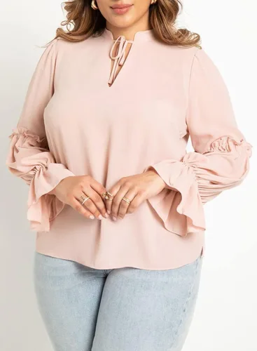 Vista 4 de Eytino Womens Plus Size Tops Long Sleeve Flowy Blouses V Neck Babydoll Shirts(1X-5X)