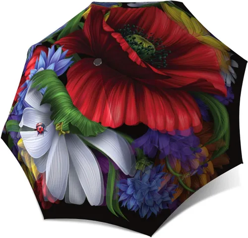 Vista 7 de Paraguas de amapolas rojas para mujer Brand Fancy Brolly Auto Open Close Paraguas elegante floral de moda Paraguas compacto automático hermoso