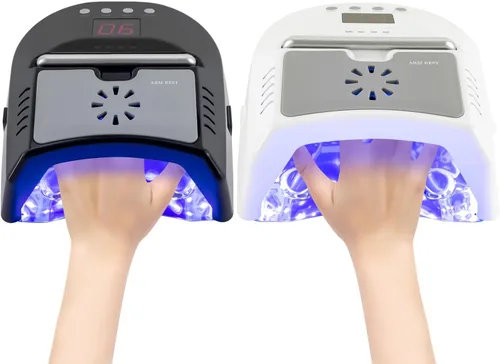 Vista 7 de Lámpara de uñas LED UV, inalámbrica, 72 W, luces UV para uñas de gel con ventilador, secador de uñas recargable (negro)