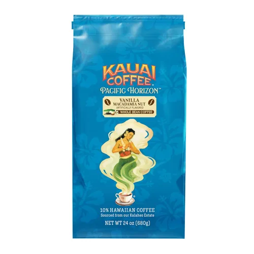 Vista 11 de Kauai Coffee Café de grano entero, suave, no amargo, arábica puro de tostado medio, notas florales y aroma brillante, cultivado en la granja de café