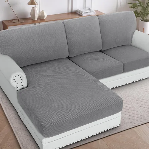 Vista 11 de H.Versailtex - Funda de sofá seccional de 1 pieza, funda deslizante para chaise con forma de L, funda de cojín separada para sofá seccional tanto