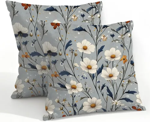 Vista 30 de Juego de 2 fundas de almohada impermeables para exteriores, 16 x 16 pulgadas, fundas de almohada decorativas de patio para muebles de jardín, sofá