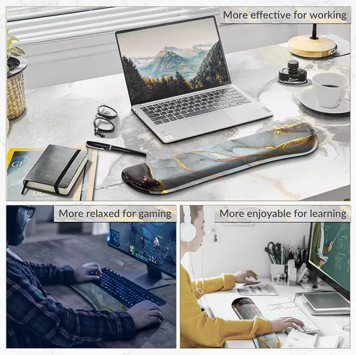 Vista 7 de Gimars - Reposamuñecas extendido de 17.3'' para teclado hecho de espuma viscoelástica de alta densidad 63D, base de goma antideslizante y diseño