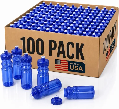 Vista 12 de Rolling Sands Botellas de agua reutilizables a granel, paquete de 100 botellas de agua deportivas de 24 onzas, fabricadas en Estados Unidos, sin Rojo
