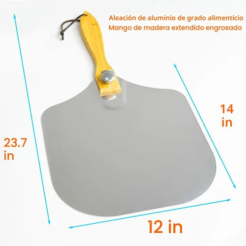 Vista 7 de KLAQQED Pala de pizza de 12 x 14 pulgadas, espátula de pizza con mango de madera plegable, herramientas de aluminio para hacer accesorios