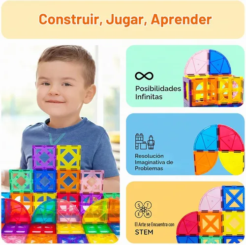 Vista 4 de PicassoTiles Juego de bloques de construcción magnéticos de cuarto redondo y ventana, juguete educativo de construcción con imán, kit de ingeniería