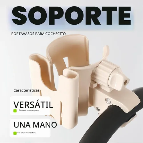 Vista 6 de Li & Zhao Portavasos universal para cochecito – 2 en 1 soporte para silla de ruedas, soporte ajustable para bebidas de bicicleta con soporte