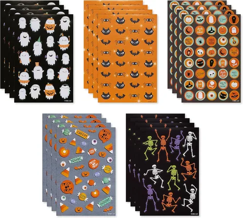 Vista 2 de American Greetings 522 calcomanías de Halloween para niños, varios temas de Halloween