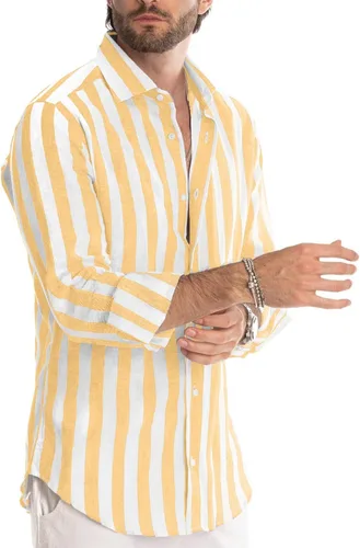 Vista 2 de JMIERR Camisas de vestir de algodón con botones y estilo casual para hombre