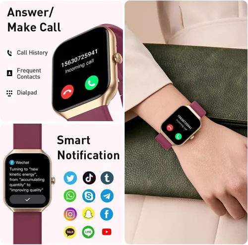Vista 3 de Reloj inteligente (respuesta/hacer llamadas), reloj inteligente HD de 1.96 pulgadas para hombres y mujeres, rastreador de actividad física 2025