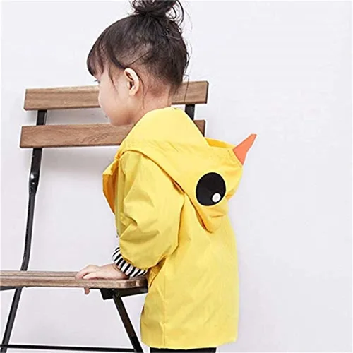 Vista 6 de Chaqueta de lluvia de pato para bebé niño y niña, linda chaqueta de lluvia amarilla de dibujos animados, abrigo para niños, traje escolar de otoño e