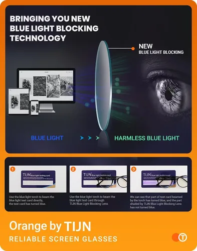 Vista 3 de TIJN Lentes de bloqueo de luz azul, lentes de filtro de luz azul para computadorajuegospantalla para mujeres y hombres, marco de metal de gran