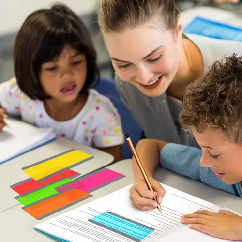 Vista 6 de Zonon 12 tiras de lectura guiada con 2 tamaños superpuestos de colores para niños y profesores (6 tamaños estándar y 6 tamaños grandes)