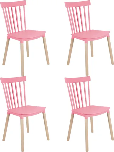 Vista 9 de DSW - Sillas de comedor de plástico modernas sin brazos con patas de madera para estar, dormitorio, cocina, comedor, sala de espera, restaurantes
