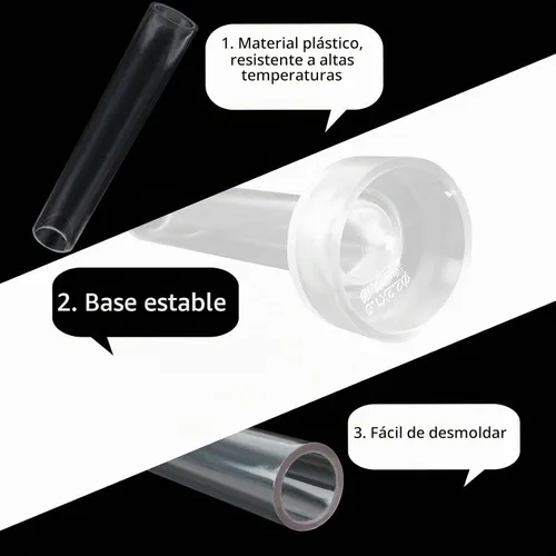 Vista 3 de WANDIC 1 molde para velas, moldes cilíndricos de plástico transparente, velas de mesa de emergencia para iglesia, Navidad, día de San Valentín 2.2*15