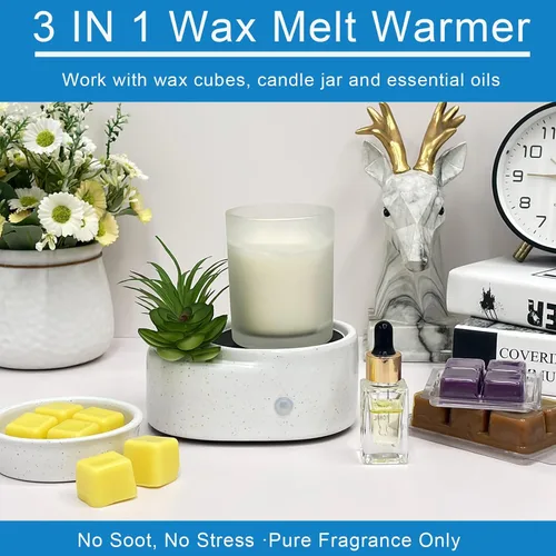 Vista 8 de Calentador de cera para velas perfumadas, calentador eléctrico de fragancia y aceite, calentador de velas 3 en 1 para oficina, dormitorio, regalo