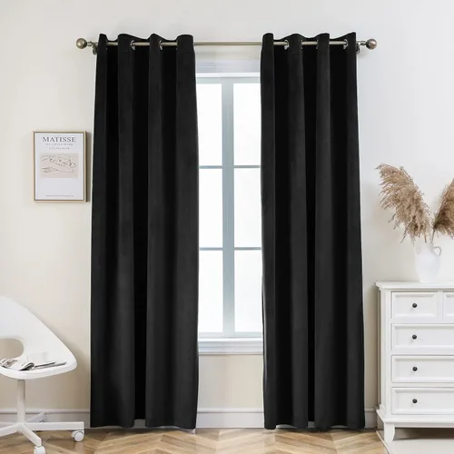 Vista 13 de Pleasant Boulevard - Cortinas de terciopelo para decoración interior de habitaciones y ventanas grandes, elegantes, estilo con ojales, 2 paneles