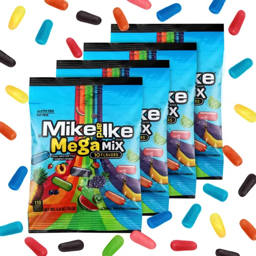Vista 2 de Mike n Ike Mega Mix 5 oz cada uno, paquete de 4 – 5 oz cada uno.