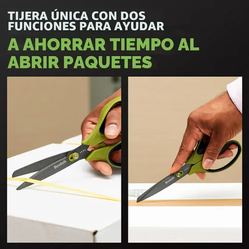 Vista 2 de Scotch - Tijeras antiadherentes de desempaquetado, tijeras de doble función y cortador de caja, 8.0 pulgadas