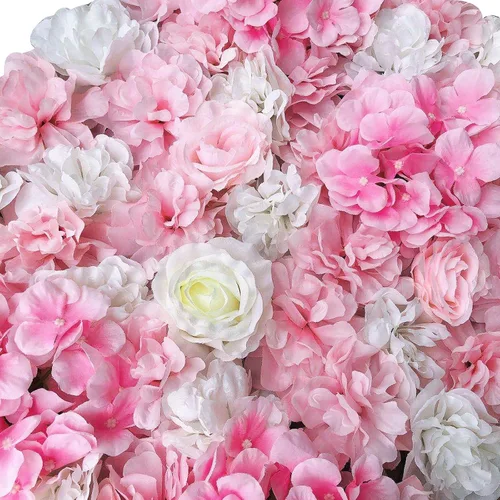 Vista 9 de OUKANING Paquete de 6 paneles de pared de flores de seda con rosas de seda, telón de fondo de pared de flores artificiales para interiores