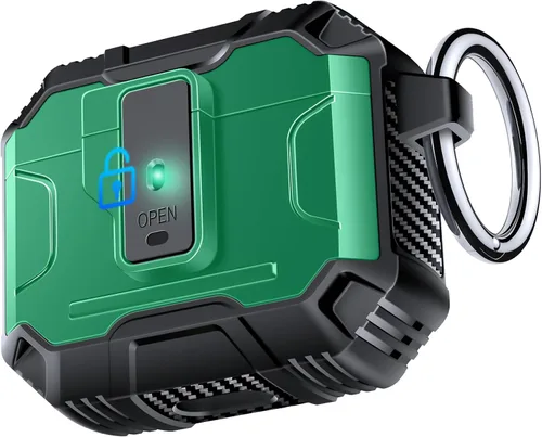 Vista 23 de Amoured AutoPOP - Funda para AirPods Pro de 1ª generación con cerradura y llavero, protección resistente de 360° y mecanismo de apertura de 1 clic
