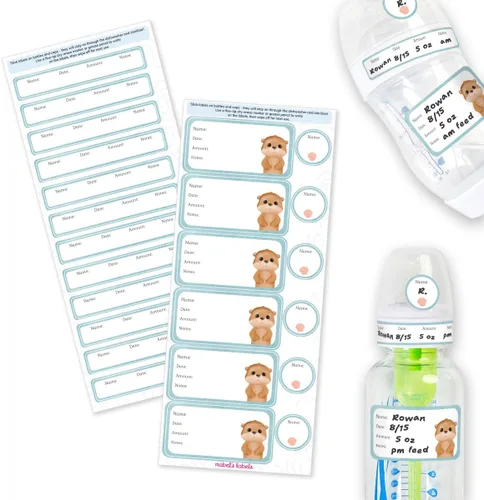 Vista 8 de Etiquetas de Mabel's Labels para biberones del bebé – 24 etiquetas de nombre personalizables y lavables para guardería, almacenamiento de leche