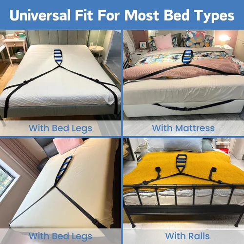 Vista 7 de Asistencia de escalera de cama para personas mayores, ayudante para sentarse de 160 pulgadas con 4 asas antideslizantes, dispositivo de asistencia
