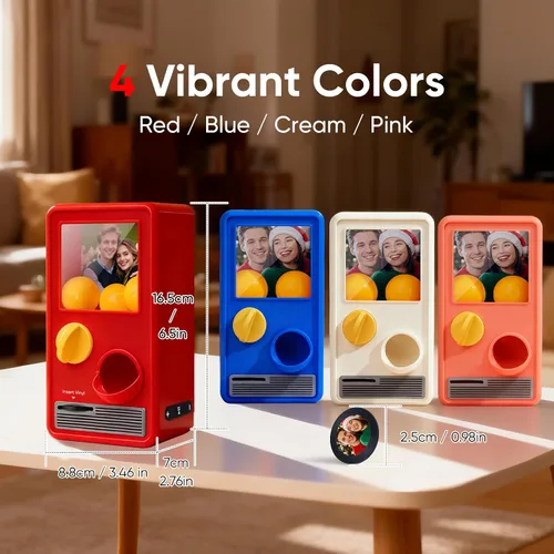 Vista 4 de Máquina de música Gachapon personalizada, mini reproductor de vinilo personalizado de canciones de Spotify y fotos, caja de música interactiva retro